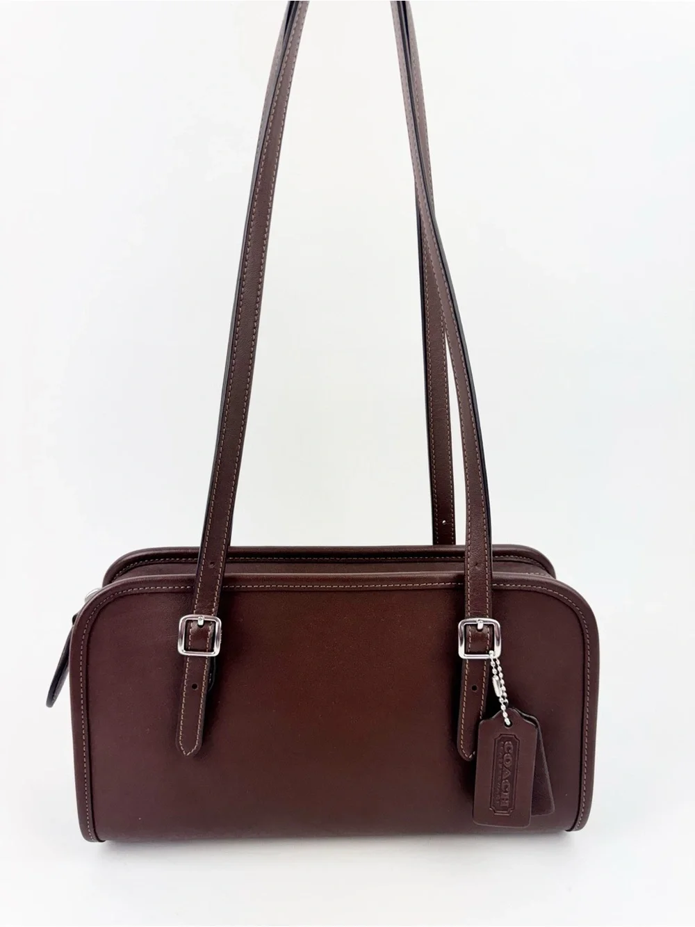 Coach Swing Zip Mahogany Brown Leather Shoulder Bag Re-Edition CM565